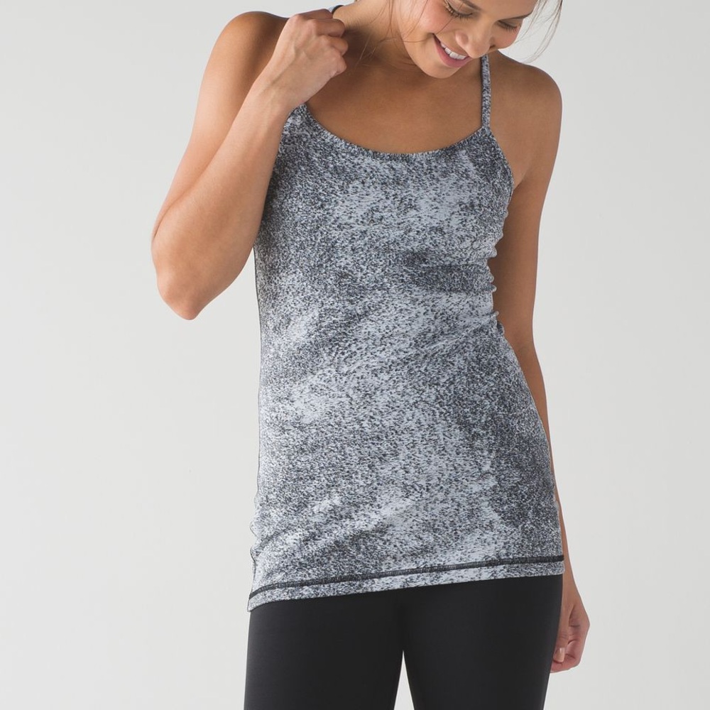 Lululemon Power Y Tank Luon Spray Jacquard White Black